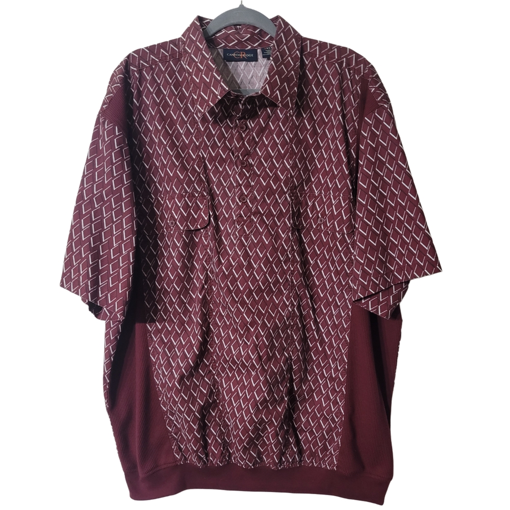 Canyon Ridge Vintage Maroon Geometric Shirt Size 2XLT